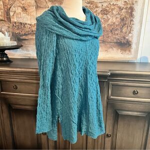 Soft Surroundings Teal Rowan Tunic Cowl Neckline size M (10/12)